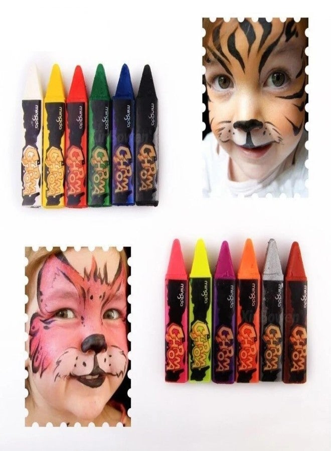 KRAFTMASTERS®6pc Body Paint Crayons Body Painting Face Paint Kit Crayons Makeup Kit Face Painting Kit For Kids/Adults Non Toxic Face And Body Paint For Makeup Washable Face Paint - Image 3